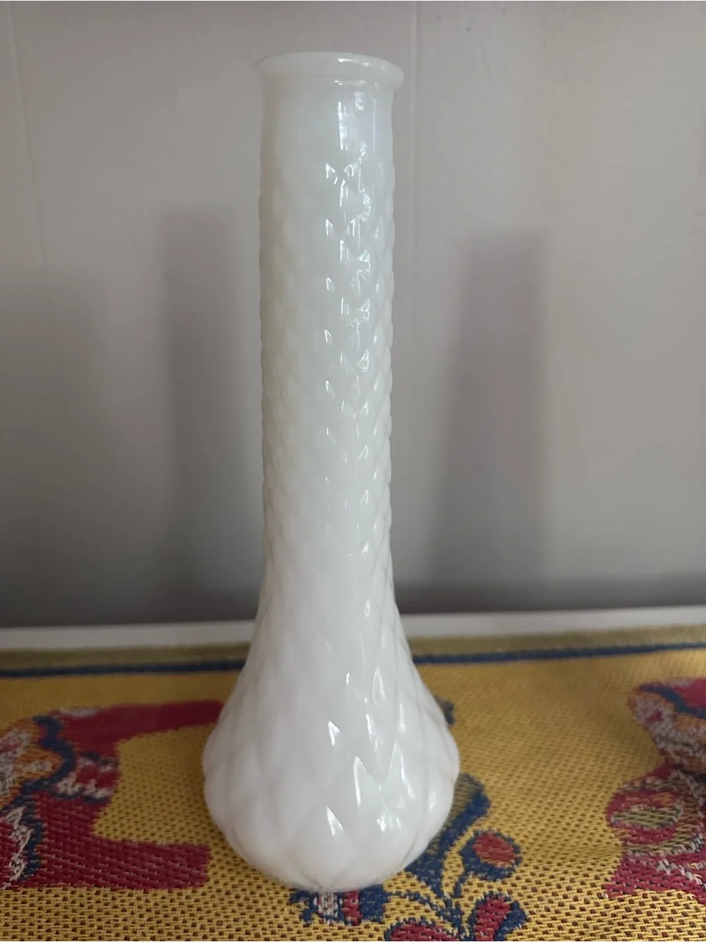 Pair Vintage Milk Glass Bud Vases - Excellent Condition